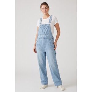 Madewell Denim Oversized Carpenter Overalls Light Wash Blue 1X Plus Size NM956